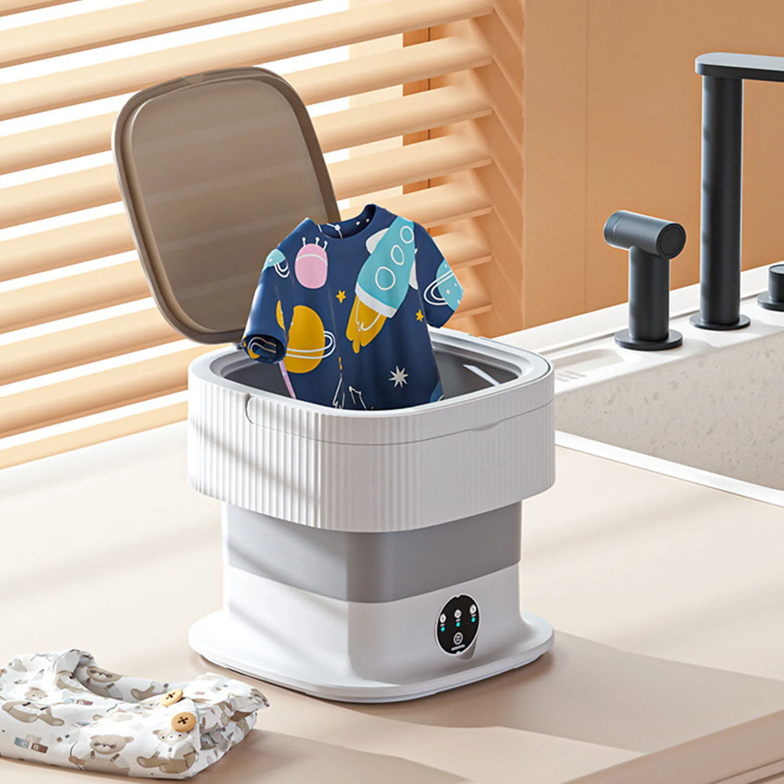 Mini Foldable Washer 60W 10L Capacity IPX4 Waterproof Portable Washing Machine for Dorm Travel US Plug 100 to 240V mini washing machine