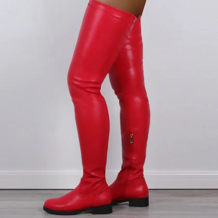 shoes woman booties women over the knee thigh high boots vintage PU leather shoe chaussures femme zapatos mujer sapato NH361