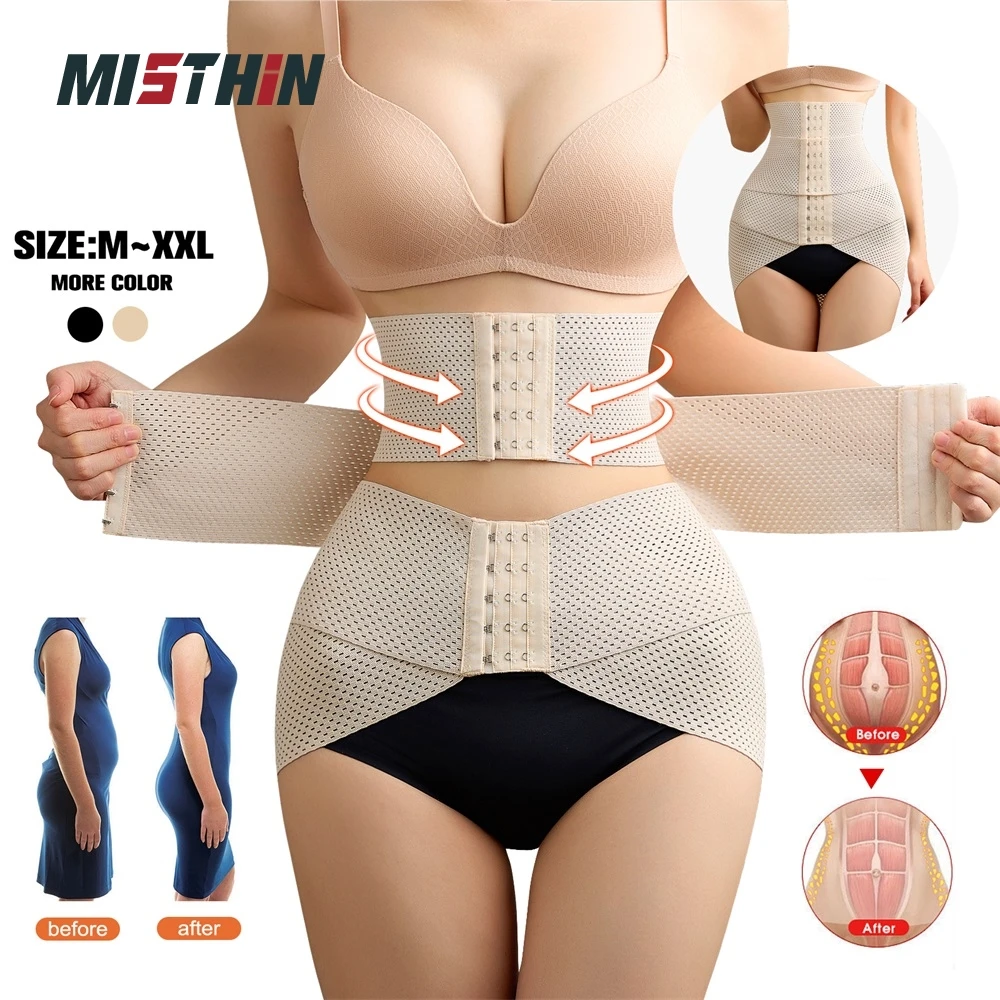 

MISTHIN 3 in 1 Postpartum Recovery Belly Belt Body Shaper Tummy Girdle Corset Waist Trainer Bandage Slimming Modeling Sheath