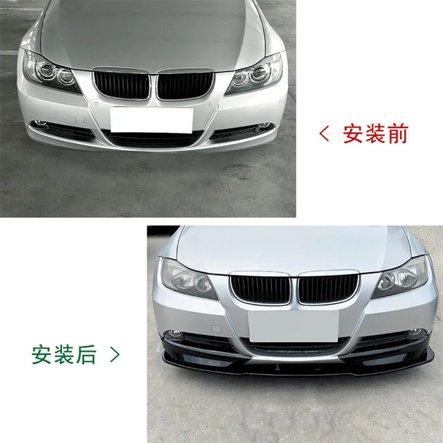 GLOSS 2005-2008 For BMW E90 E91 320i 325i Pre-LCi Car Front Bumper Lower  Chin Lip + Side Splitter Canards Diffuser Kit Protector