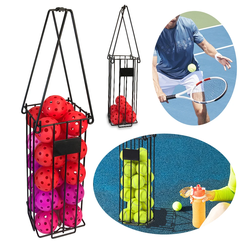 Tennis Ball Hopper Pickleball Picker Upper with Handle 25 Tennis Balls/15 Pickleball Capacity for Easy Pickup Carrying