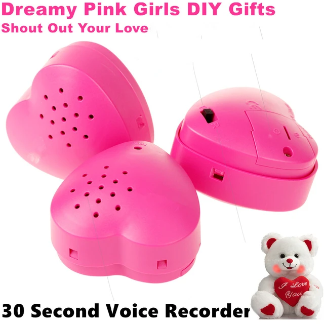 Mini enregistreur vocal rose pour fille, bouton enregistrable, jouet animal  en peluche, cadeau d'amant de beurre, cadeaux d'anniversaire bricolage, 30s  - AliExpress