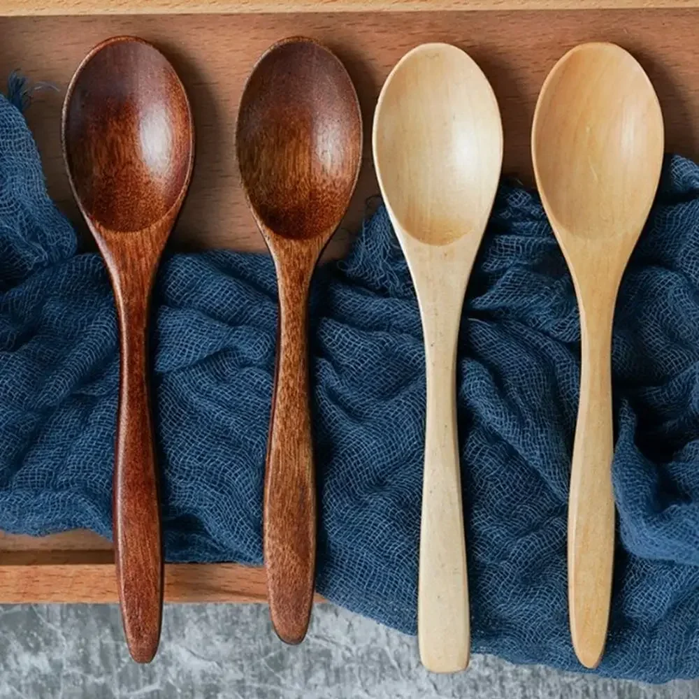 Natural Wooden Spoon Rice Soups Spoon Utensil Cereal Spoon Handmade Home Cookware Dinnerware Cutlery Kitchen Accessories