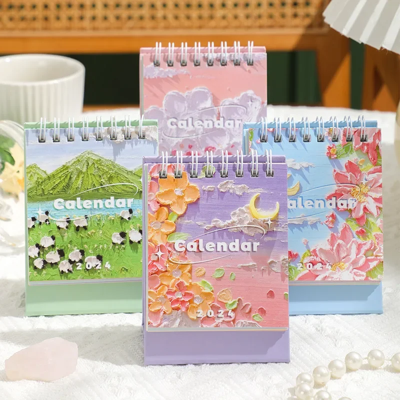 Mini Desktop Calendar Small Retro European Style Floral Calendar 2024 mini-desktop-calendar-small-retro-european-style-floral-calendar-2024