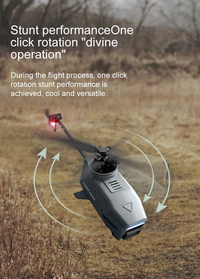 L1 RC Helicopter, one click rotation stunt performance is achieved during the flight process, cool and versatile . one click