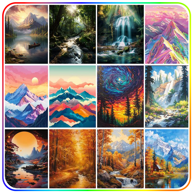 SDOYUNO-5D Diamond Painting Forest Scenery Arts Crafts Cross Stitch Kit Printed Embroidery Rhinestones Stitch Diy Set Decorative