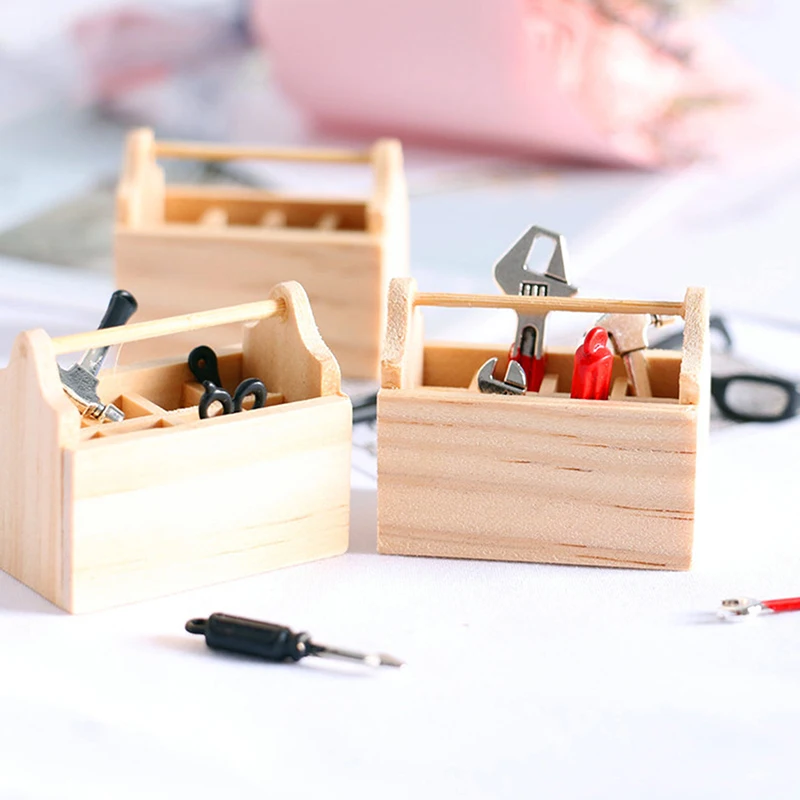 6Pcs Dollhouse Miniature Repair Kits Accessories Miniature Hammer Wrench Doll House Furniture Decoration 4