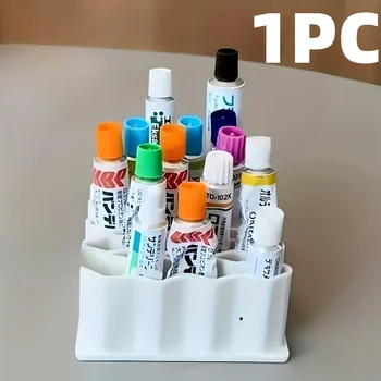 Scatola portaunguenti da 1 pezzo, organizer da scrivania verticale multistrato, robusto e durevole, design in bianco e nero, scatola portaoggetti per forniture da ufficio