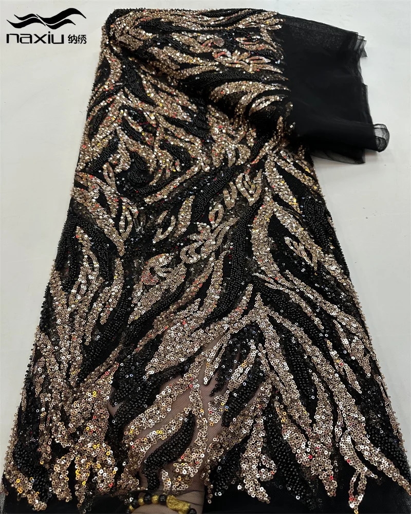 

Кружевная ткань Madison-Tulle Groom, вышивка французским бисером, африканские блестки, пошив свадебного платья, высокое качество, 2024 г.