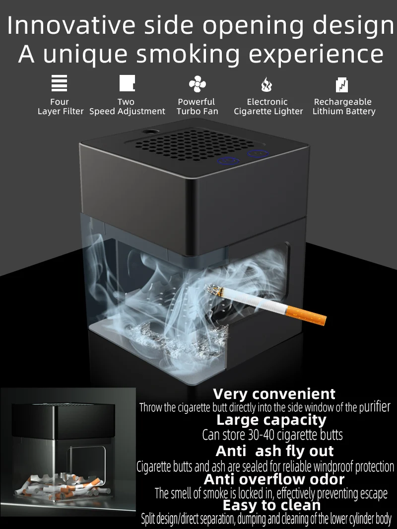 AP078 Smoke Removal Air Purification Ashtray  Purification Practical Automatic Purifier Ashtray Portable Gadgets For Car Ashtray 2