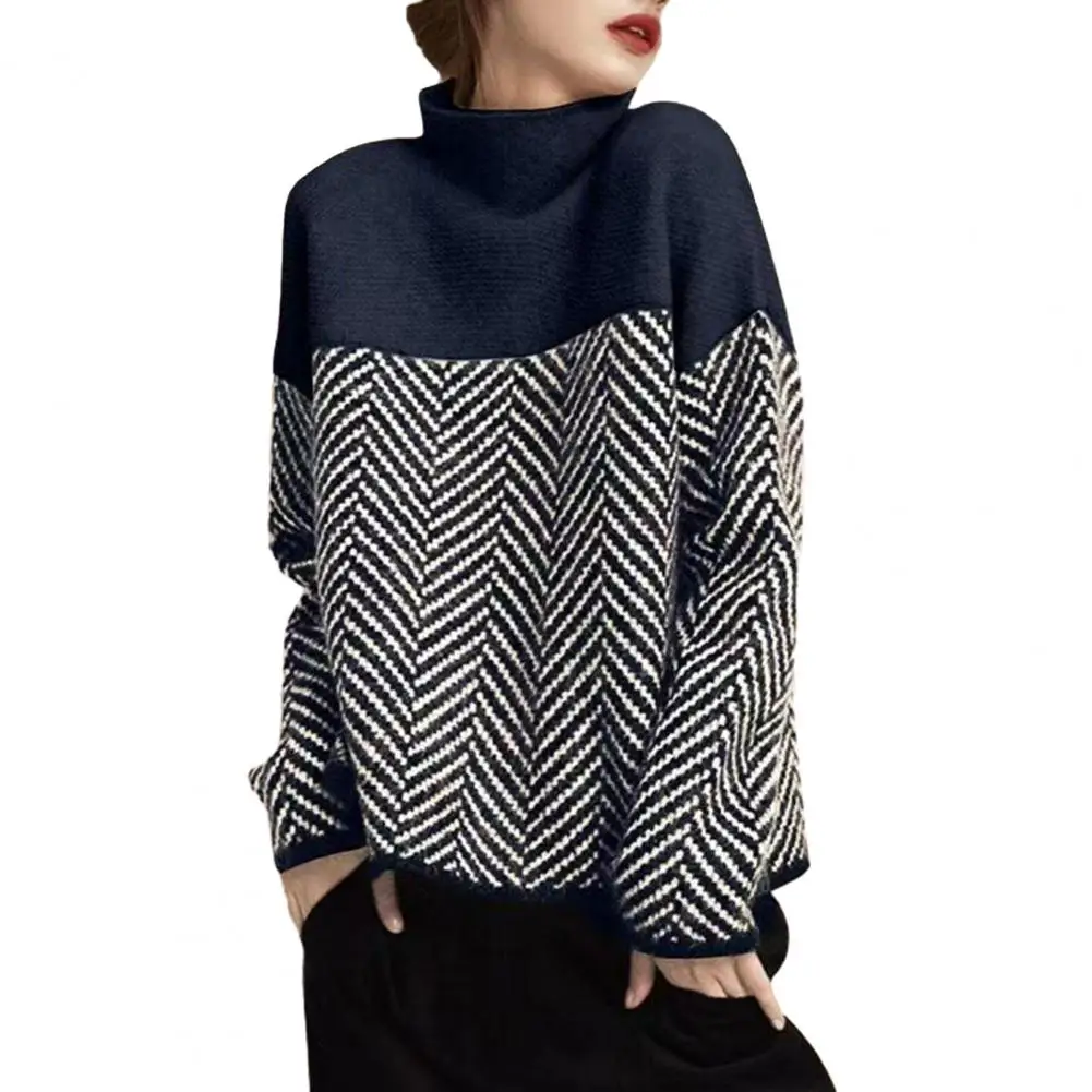 

Women Sweater High Collar Neck Protection Loose Pullover Thin Long Sleeve Casual Pullover Autumn Lady Sweater Vintage Jumpers