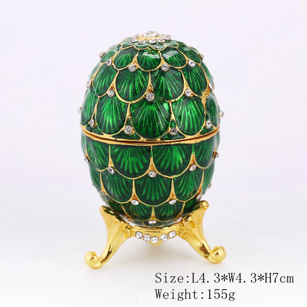 Mini Enamel Rhinestone Easter Egg Jewelry Box Wedding Ring Box