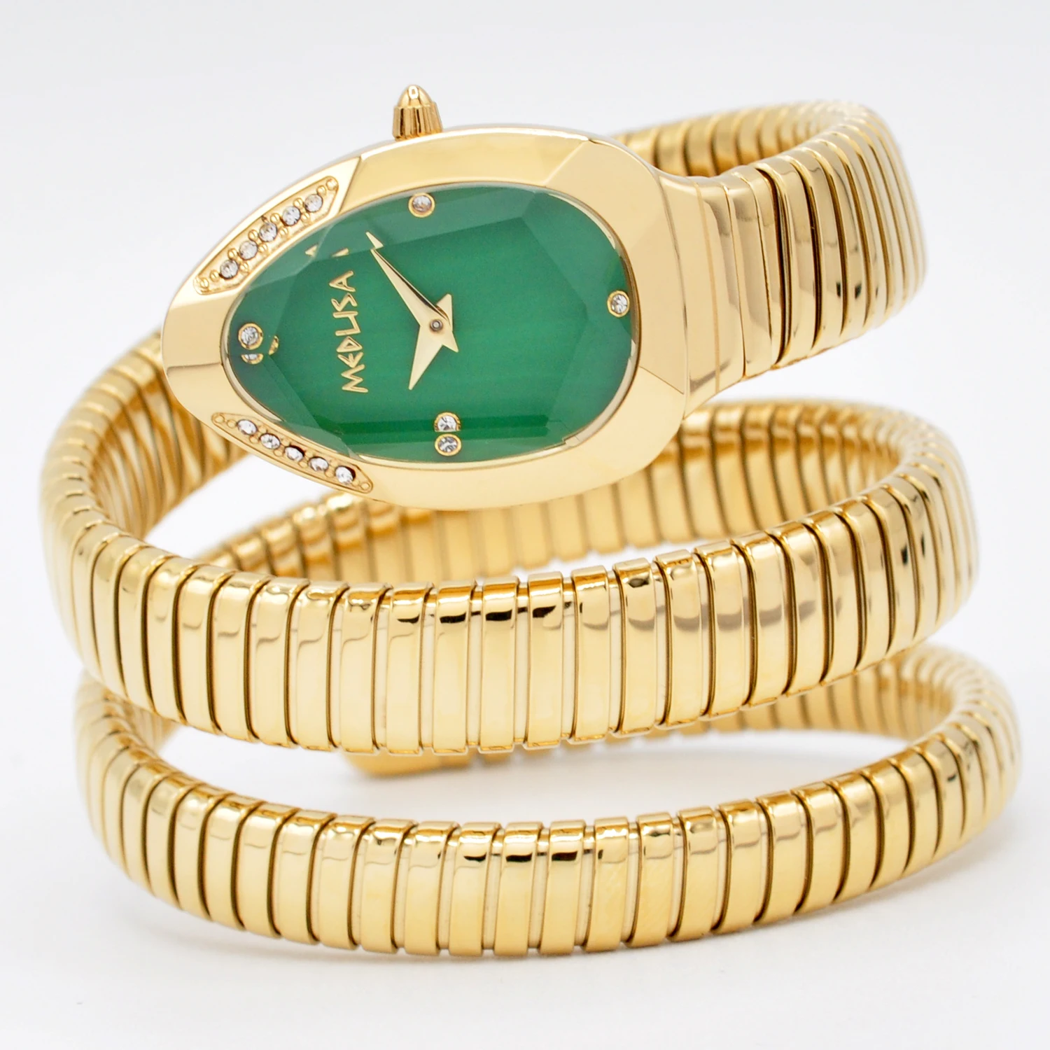 2026 high quality gold diamond set snake shaped dress watch bangle style fashionable unique brand same style women's wristwatch 2026 High Quality Gold Diamond Set Snake Shaped Dress Watch Bangle Style Fashionable Unique Brand Same Style Women's Wristwatch 2