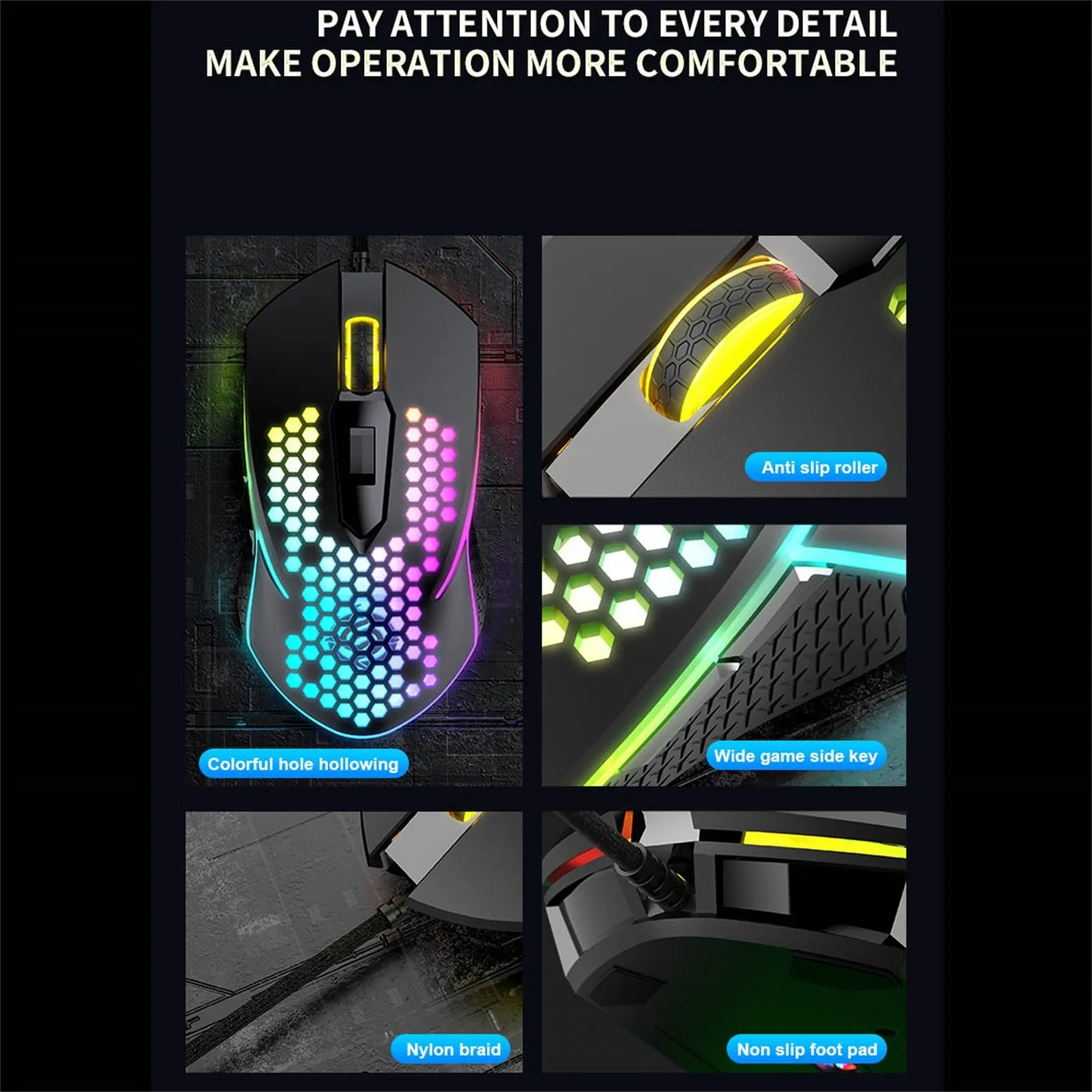 X8 Wired Gaming Mouse Portable Office Entertainment Mute Mechanical Desktop Computer Notebook Honeycomb Luminous Mouse gaming mouse for large hands