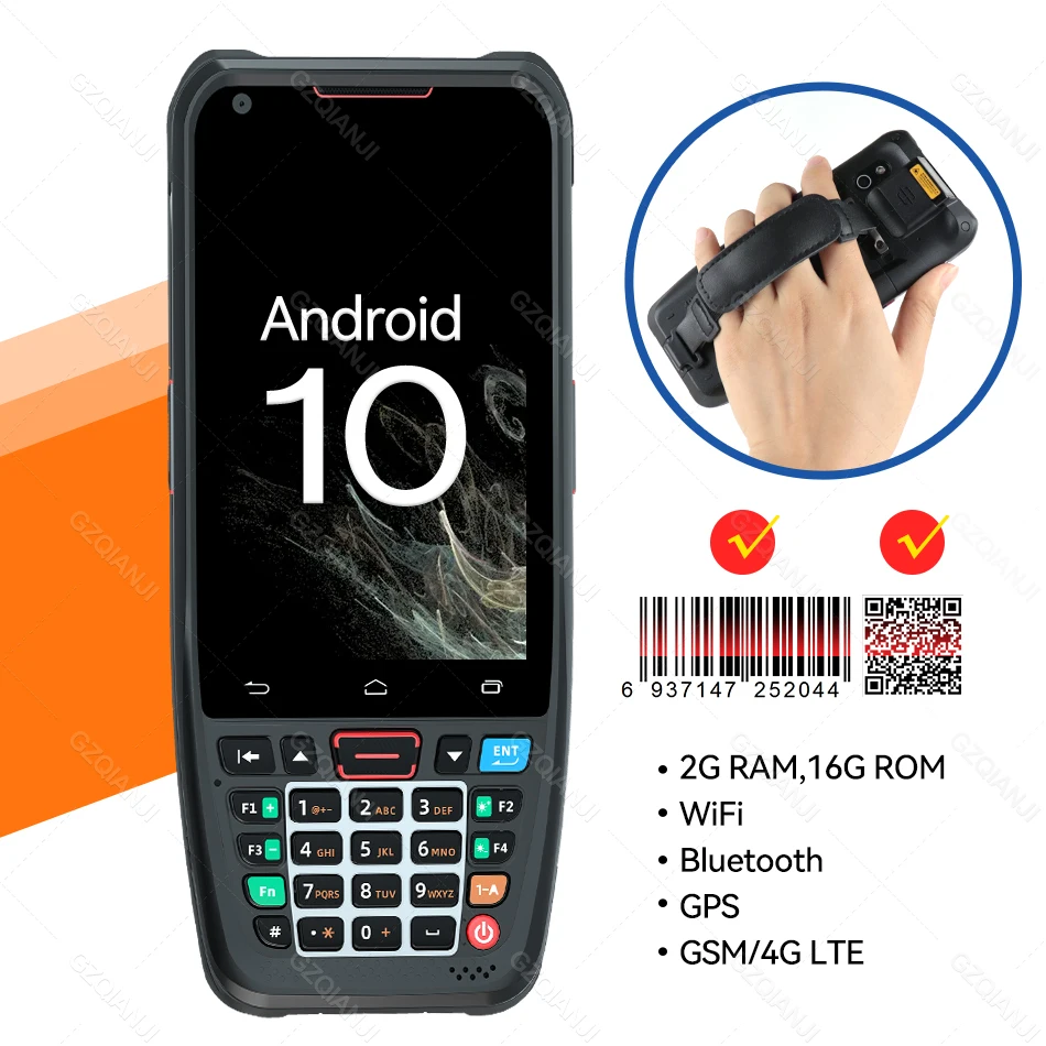 4g Handheld Pda Android 10 Barcode Qr 1d 2d Scanner With Keyboard Pos