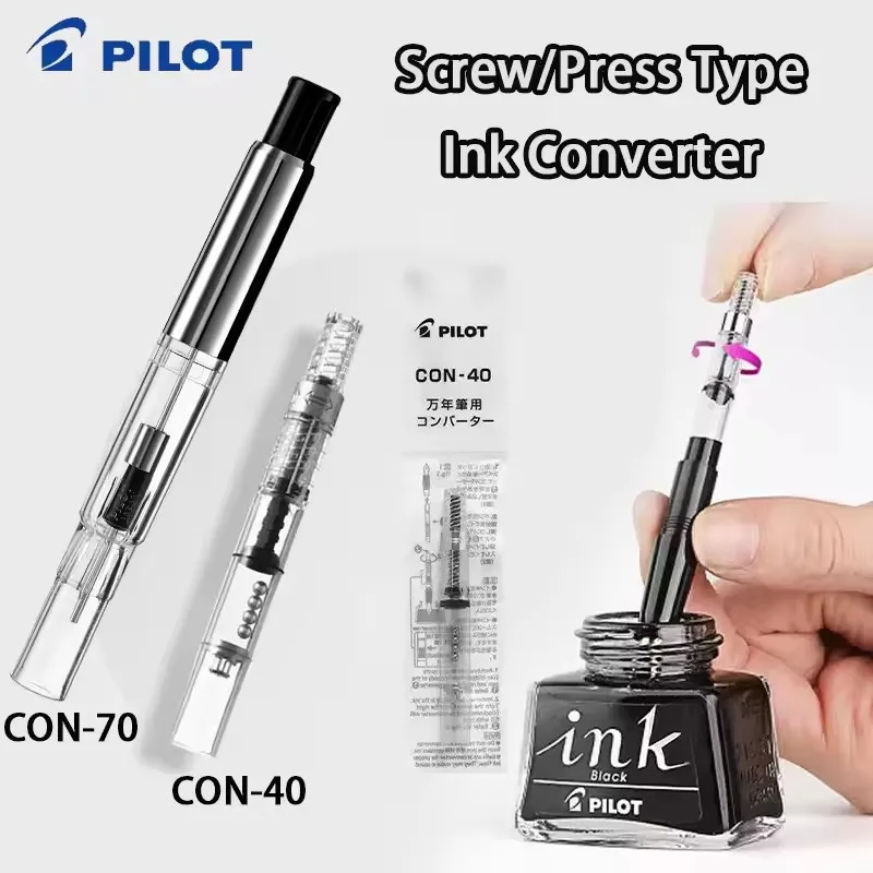 파일럿 만년필 잉크 컨버터 CON-40 스크류 로터리/CON-70 푸시 타입 0.4/1.1ml 잉크 필러 흡수제 오리지널 일본 문구류