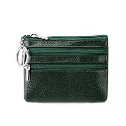 Sleek Waterproof PU Leather Coin and Card Purse with Key Ring (Green)