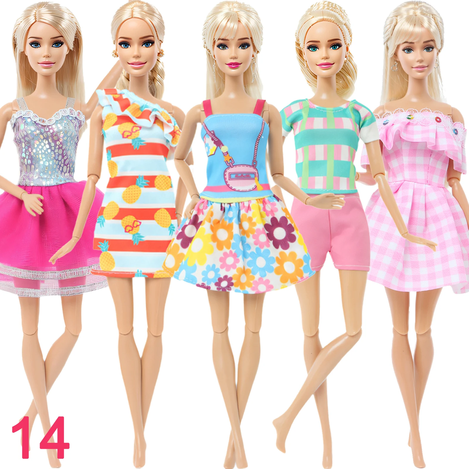 Doll Accessories Doll Clothes Barbie Doll Clothes 5 PCS/Set Doll Outfit Casual Wear Blouse Trousers Skirt Dress Beach Bikini Clothes for Barbie Doll Accessories 12'' Kids Toy