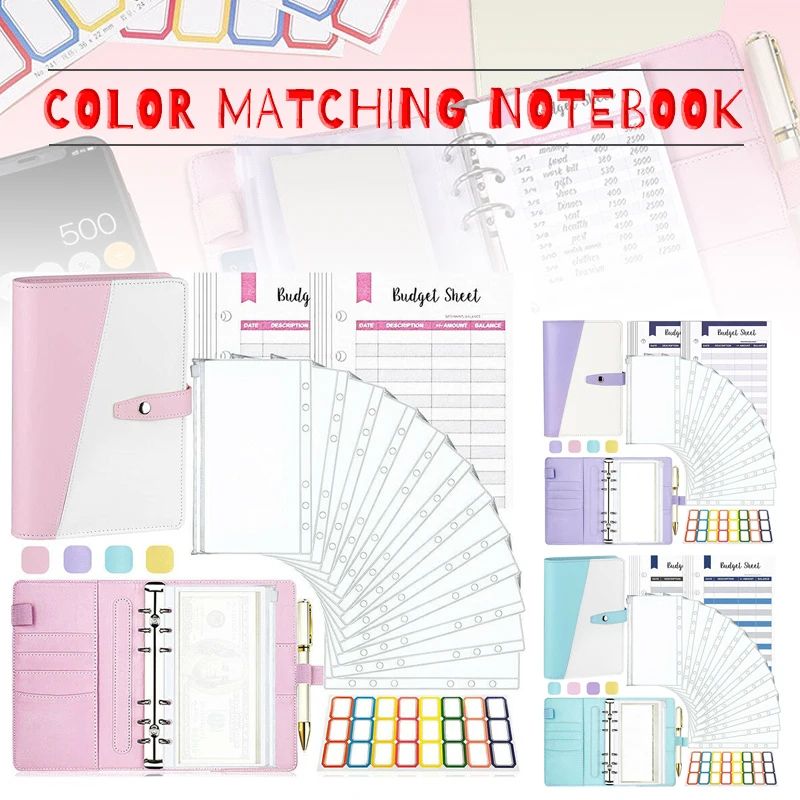 Poupança de Dinheiro Folhas de Orçamento Organizador de Dinheiro Orçamento Binder Dinheiro Envelopes Notebook Pasta Material Escolar Escritório a6 1 Phones & Accessories