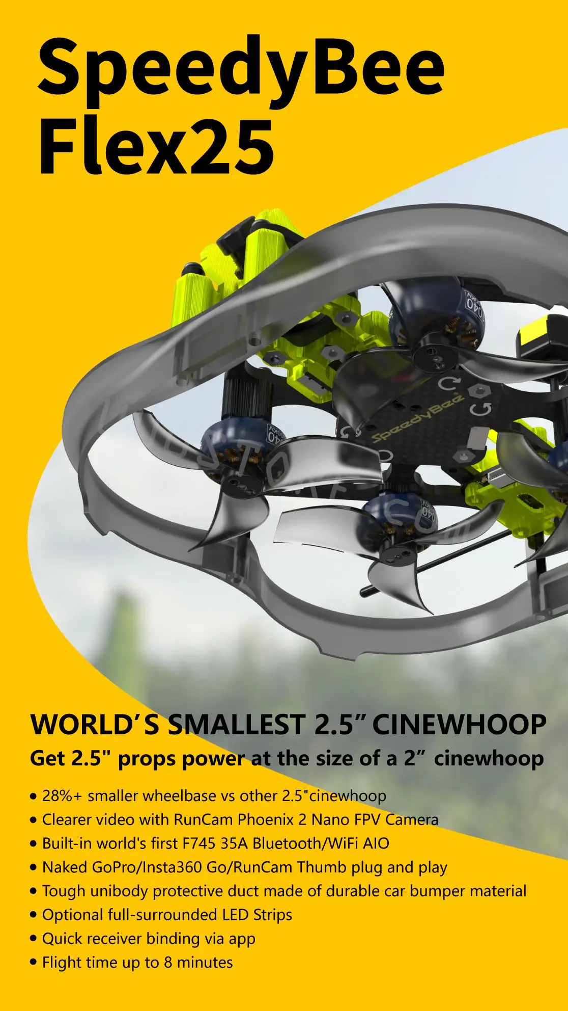 SpeedyBee Flex25 Analogique - 78mm F7 35A AIO 4S 2.5 Pouces CineWhoop –  RCDrone