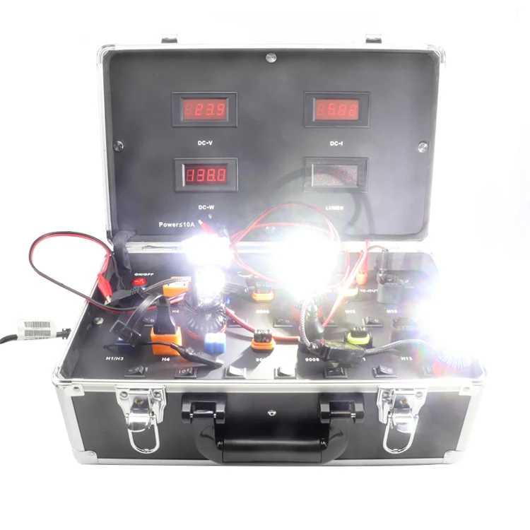 휴대용 조명 테스트 장비 HID 자동차 라이트 머신 전압 전력 전류 LED 헤드라이트 전구 H1 H3 H4 H7 H11 9005 24V