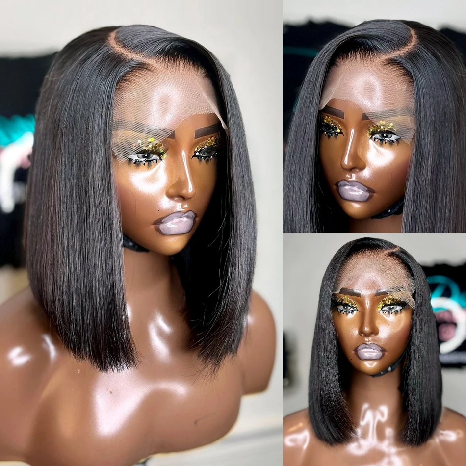 Rosabeauty 13X6 Straight Short Bob 5X5 Pre Plucked Closure 13x4 Lace Front Human Hair Wigs Brazilian Frontal Wigs 180%