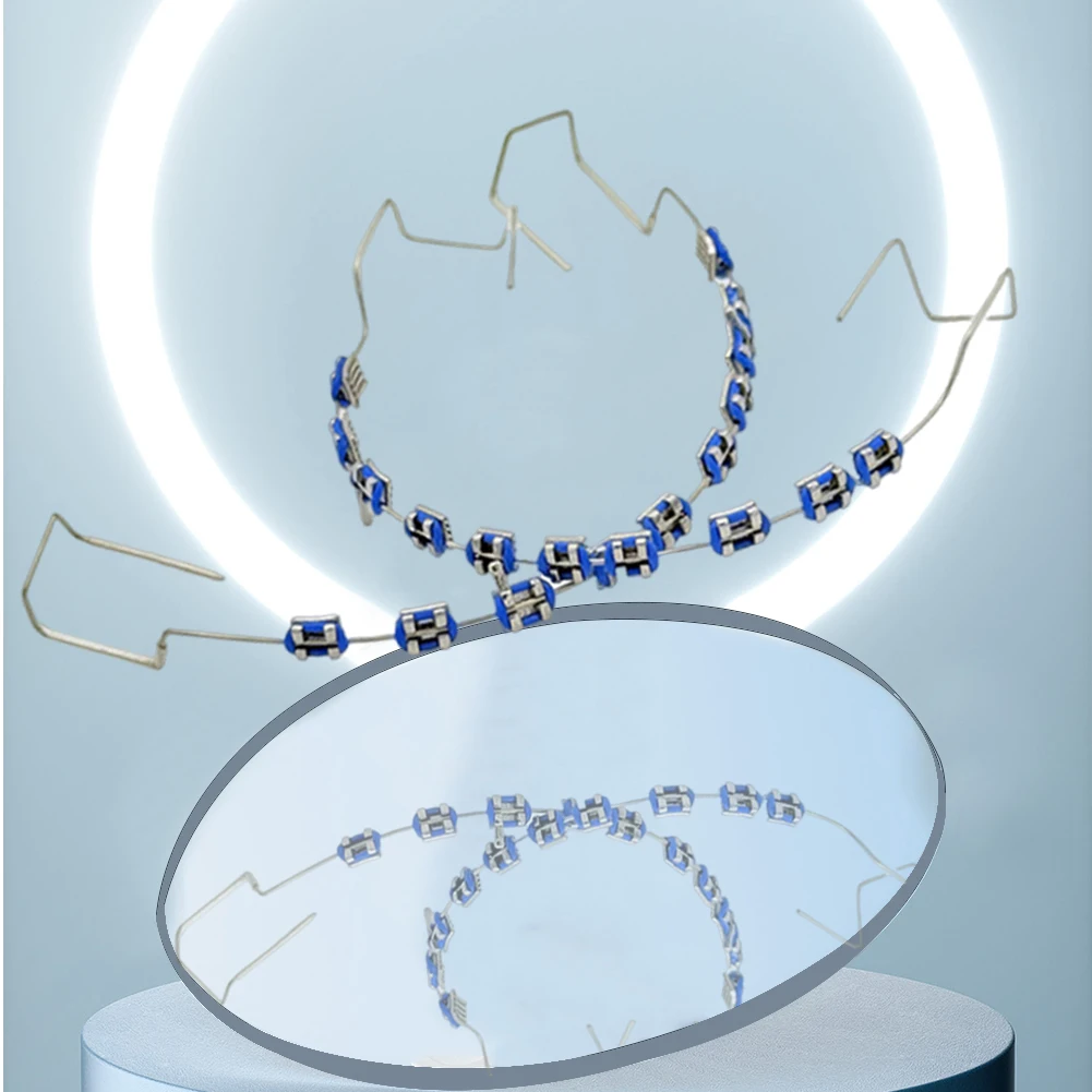 2Pcs Dental Fake Braces with Storage Box Temporary Tooth Decoration Metal Wires Bracket Colored Dental Decor Braces Dental Tool