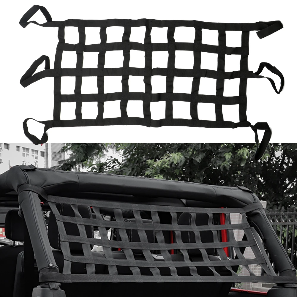 Retrofit accessories Mesh Cargo Net Tail Box Net Multifunction Car Roof Storage Net For Jeep Wrangler car sun shade cover