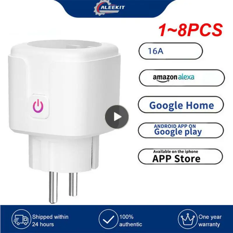 

1~8PCS Smart WiFi Plug Adaptor 16A Remote Voice Control Power Monitor Socket Outlet Timing Function work with Alexa Home
