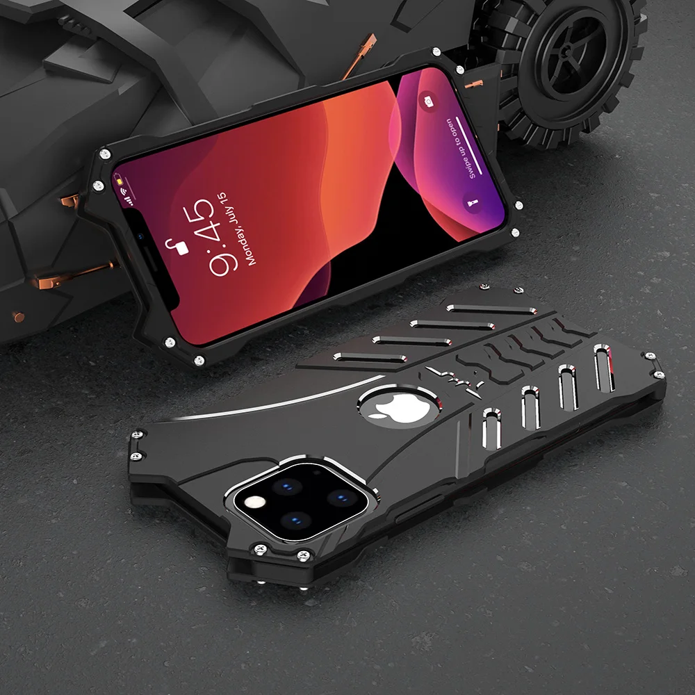 R-just Phone Cases For Iphone 15 14 Plus 13 12 11 Pro Max Case Armor Heavy Duty Metal Aluminum Cover For Iphone Xs Max