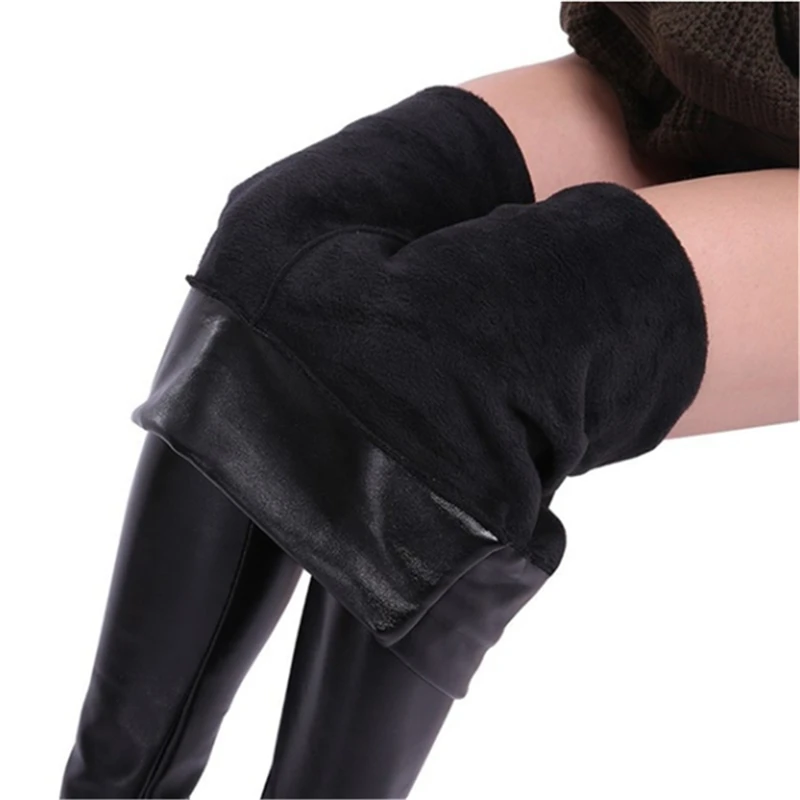 

S- Winter Leather Leggings Women Pants High Waist Warm Leggings Thick Velvet Women Leggins Push Up Legging