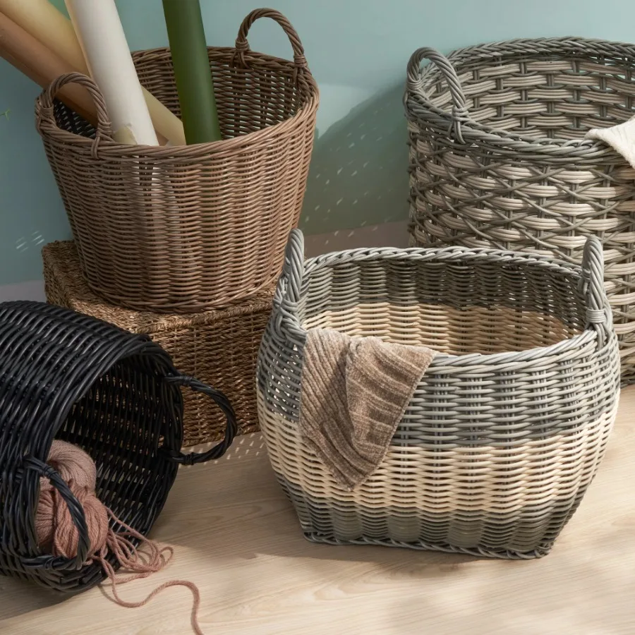 Zita Oval Resin Woven Wicker Storage Basket