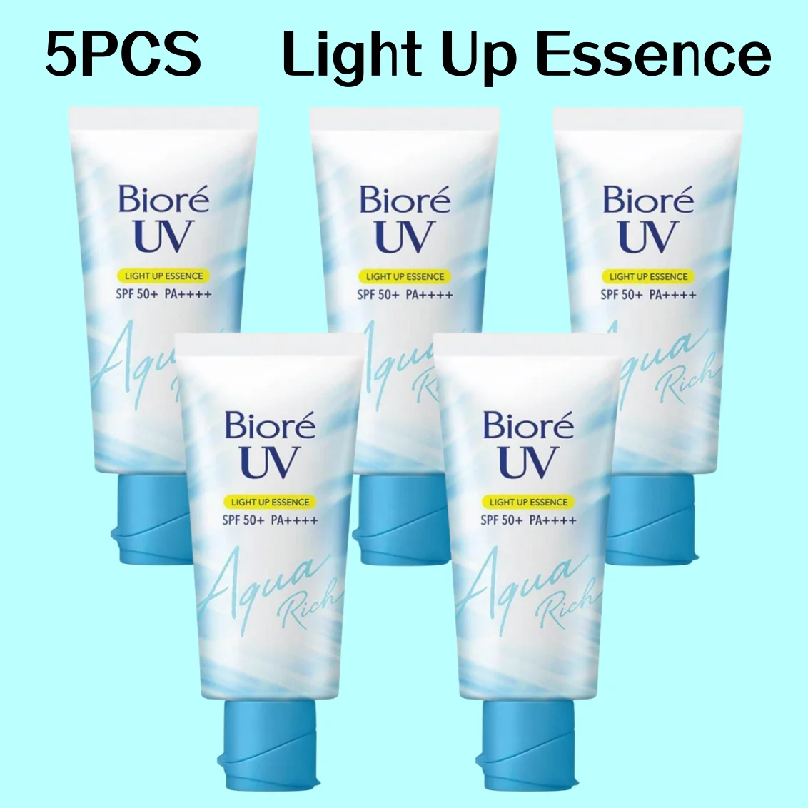 

5PCS Biore UV Light Up Essence Sunscreen 70g SPF50+PA++++ Face & Body Sunblock Aqua Rich Oil Control Sweatproof Anti-aging