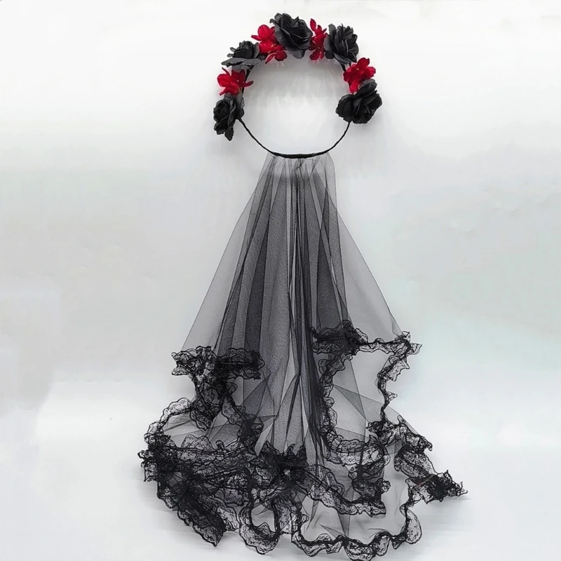 

Elegant Long Tulle Shape Headbands Flower Hair Hoop Halloween Headbands for Women Hot Girls Wedding Party Supplies