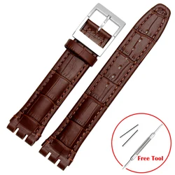 Genuine Cowhide Leather Waterproof Sport Watch Strap for Men and Women - 17mm or 19mm (Brown)