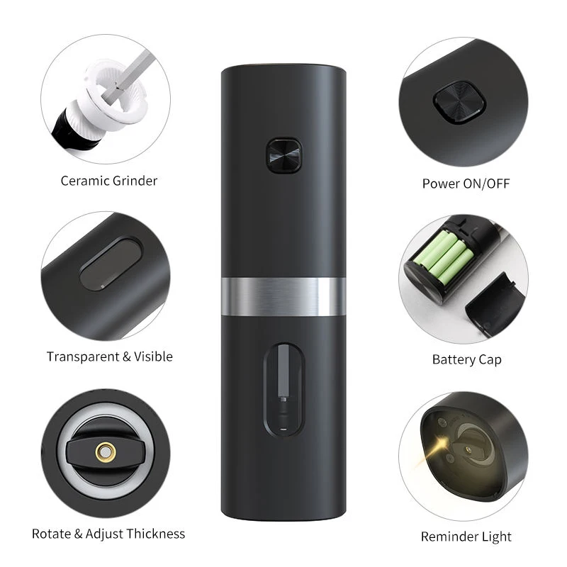 Electric Salt and Pepper Grinder Adjustable Coarseness Automatic Spice Grinders Pepper Mills With Led Light Grinding Tool 1/2pcs