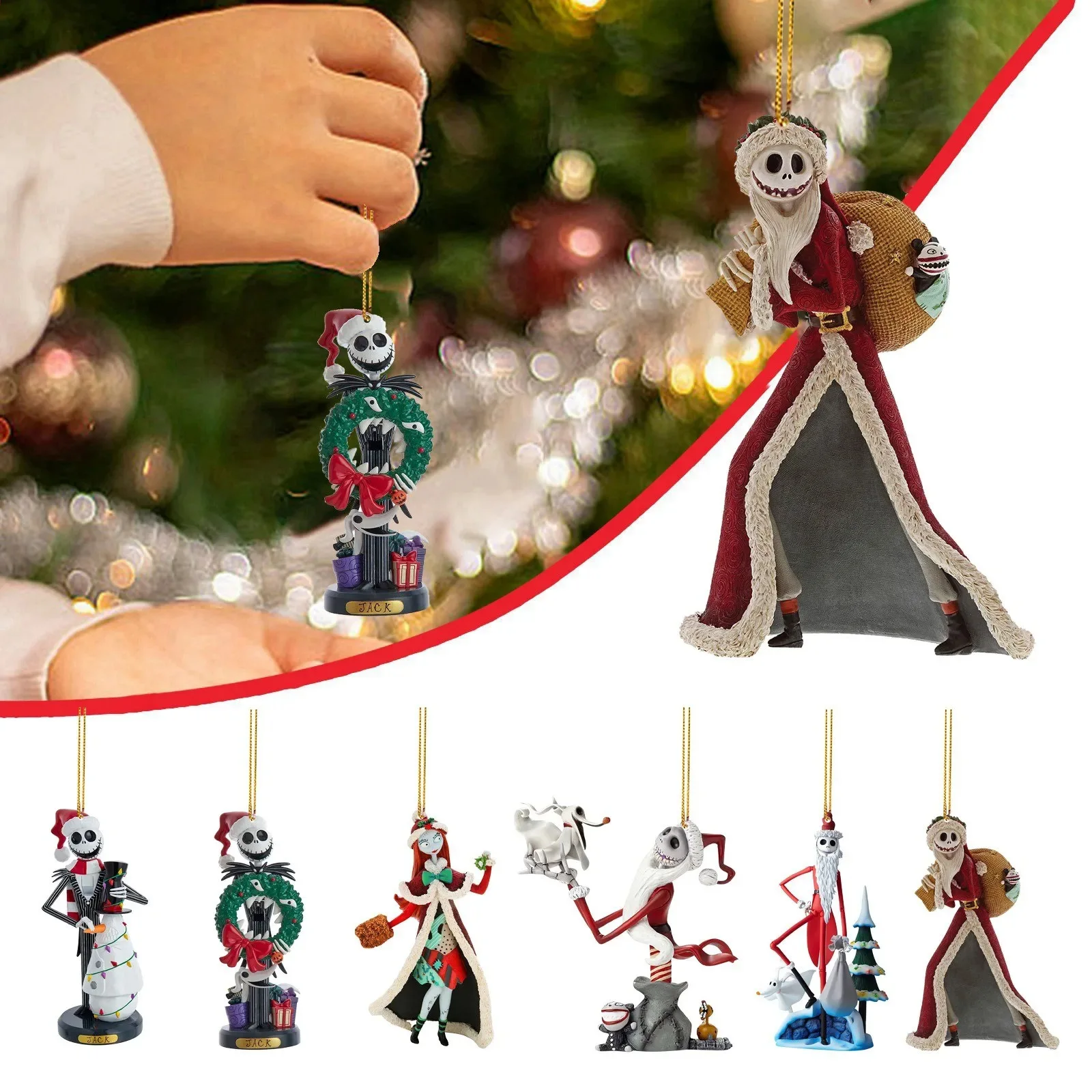 New Disney Nightmare Before Christmas Cute Anime Figure Model Pendant  Cartoon Jack Sally Tree Ornaments Halloween Trinket Gift - AliExpress, image size:1600x1600