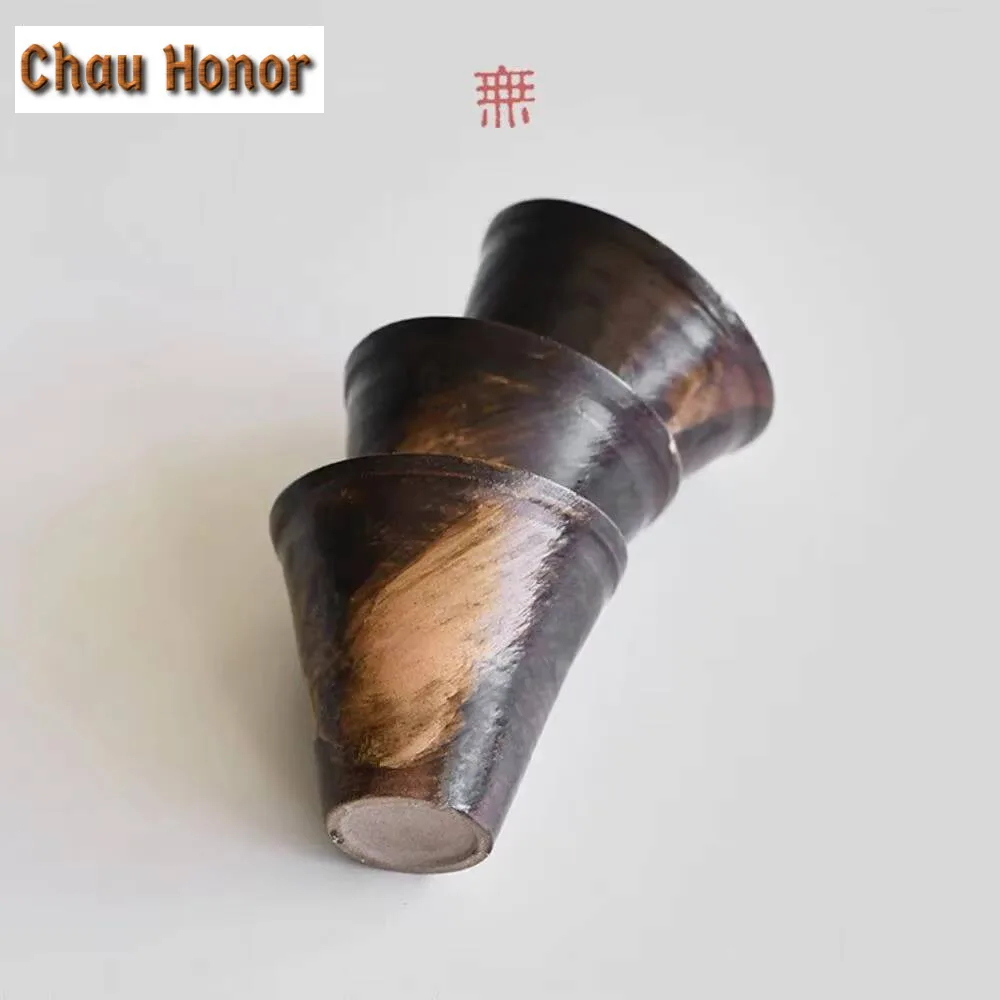 2/3pc Japanese Wabi-sabi Stoneware Tea Cup Brushed Glazed Small Teacups Hand-made Powder Yin White Wine Cup Kung Fu Tea Set 30ml