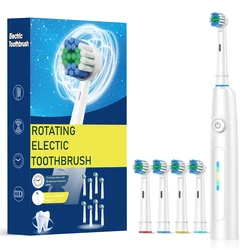Intelligent Waterproof Electric Toothbrush with 5 Cleaning Modes and 8 Brush Heads (White 4 heads)