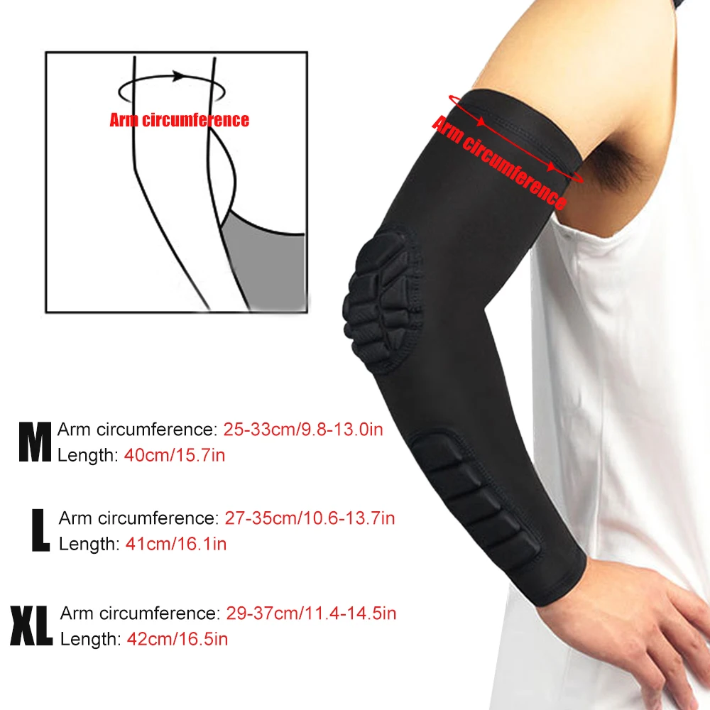 BraceTop 1 PCS Professional Sports Compression Arm Guard Sleeve Padded Elbow Forearm Sleeves Compression Arm Protective Support