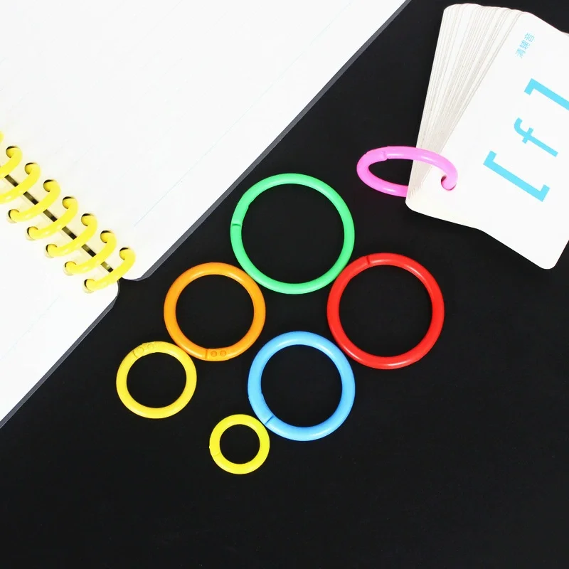 50Pcs Mixed colors 15-40mm Plastic Ring Binder DIY Albums Circle Loose-leaf Book Hoops Opening Office Binding Supplies