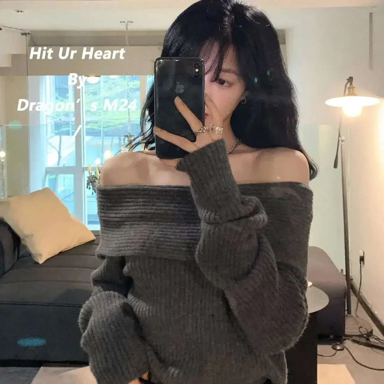 オフショル ニット,韓国ファッション セーター,y2kファッション