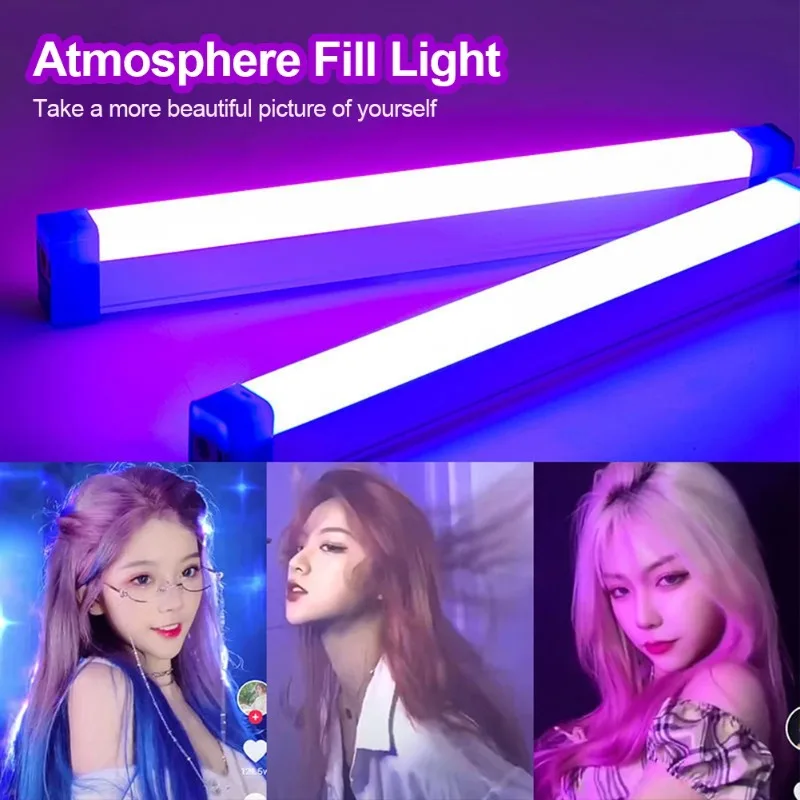 Vibrant RGB Tube Light - Colorful 32cm USB Night Light Stick for Room Decor & Photography