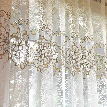 Tende moderne in tulle trasparente floreale per soggiorno camera da letto Tenda in voile stampato per camera da letto Tende per finestre da cucina Tende personalizzate 1