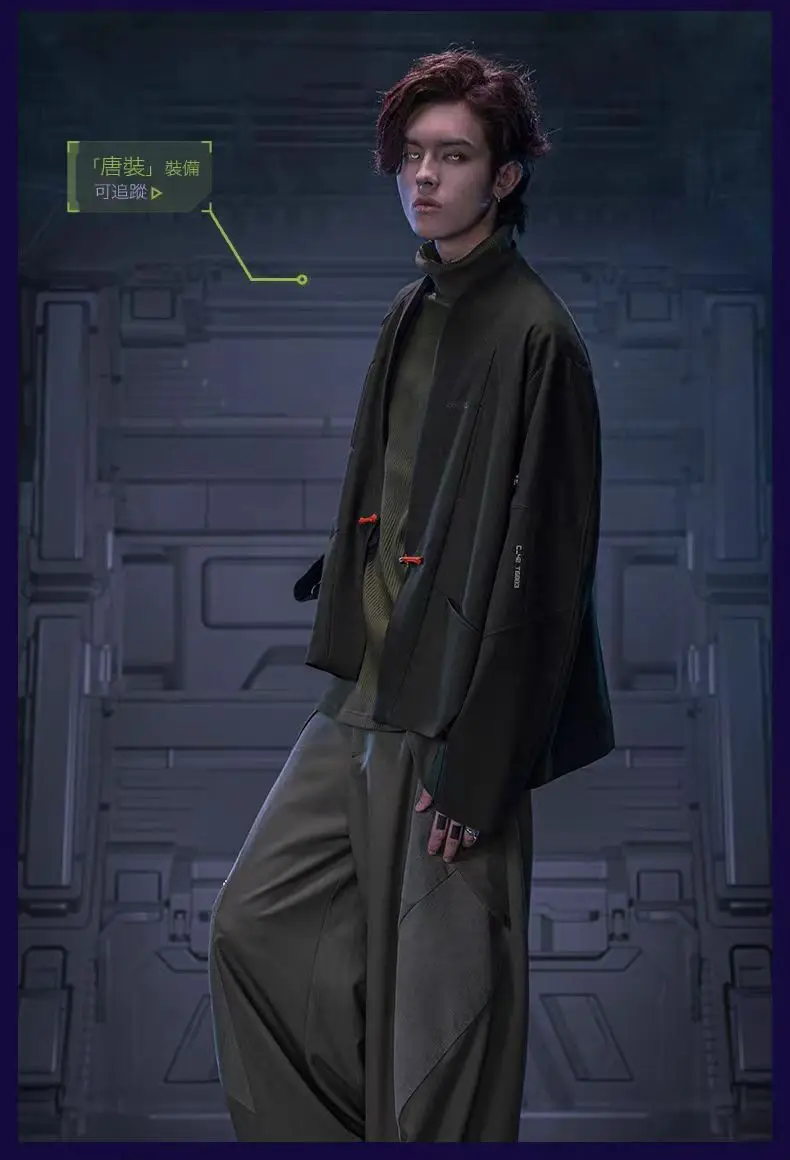 XEvil cyberpunk  Versatile commute pants combined materials layering design half elastic waist sci-fi dystopian