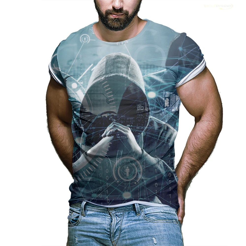Men's T shirt 2022 new short sleeve thin hacker artificial intelligence T  shirt printing machine 3D personalized clothing| | - AliExpress