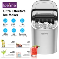 LOEFME Mini Machine à glaçons Portable entièrement automatique en forme de balle 12 kg/24 h 6 Minutes/9 pièces glaçons avec cuillère Machine à glace professionnelle 1