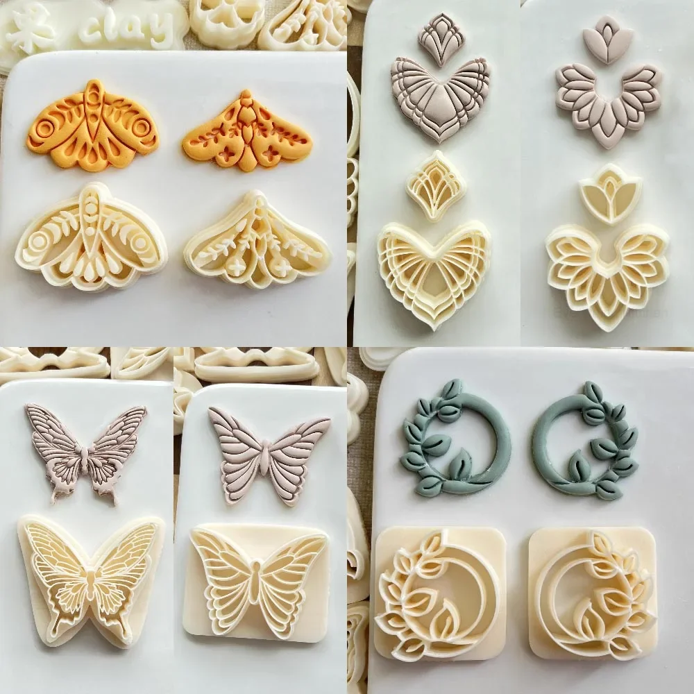 

Vintage Art Treeline Butterfly Flower Exquisite Shped High-Precision Clay Molds Cutting Molds For DIY Handmade Earring Jewelry
