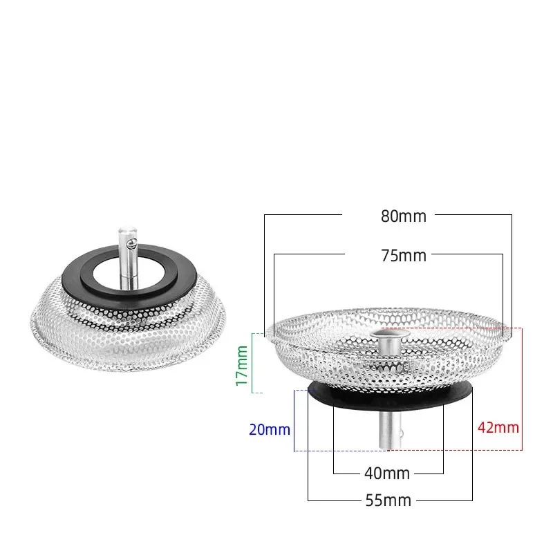 Description Picture 2 of itemWaste Plug Kitchen Sink Strainer Replacement Basin Drain Filter Stainless Steel Shower Hair Catcher for Bathroom Accessories