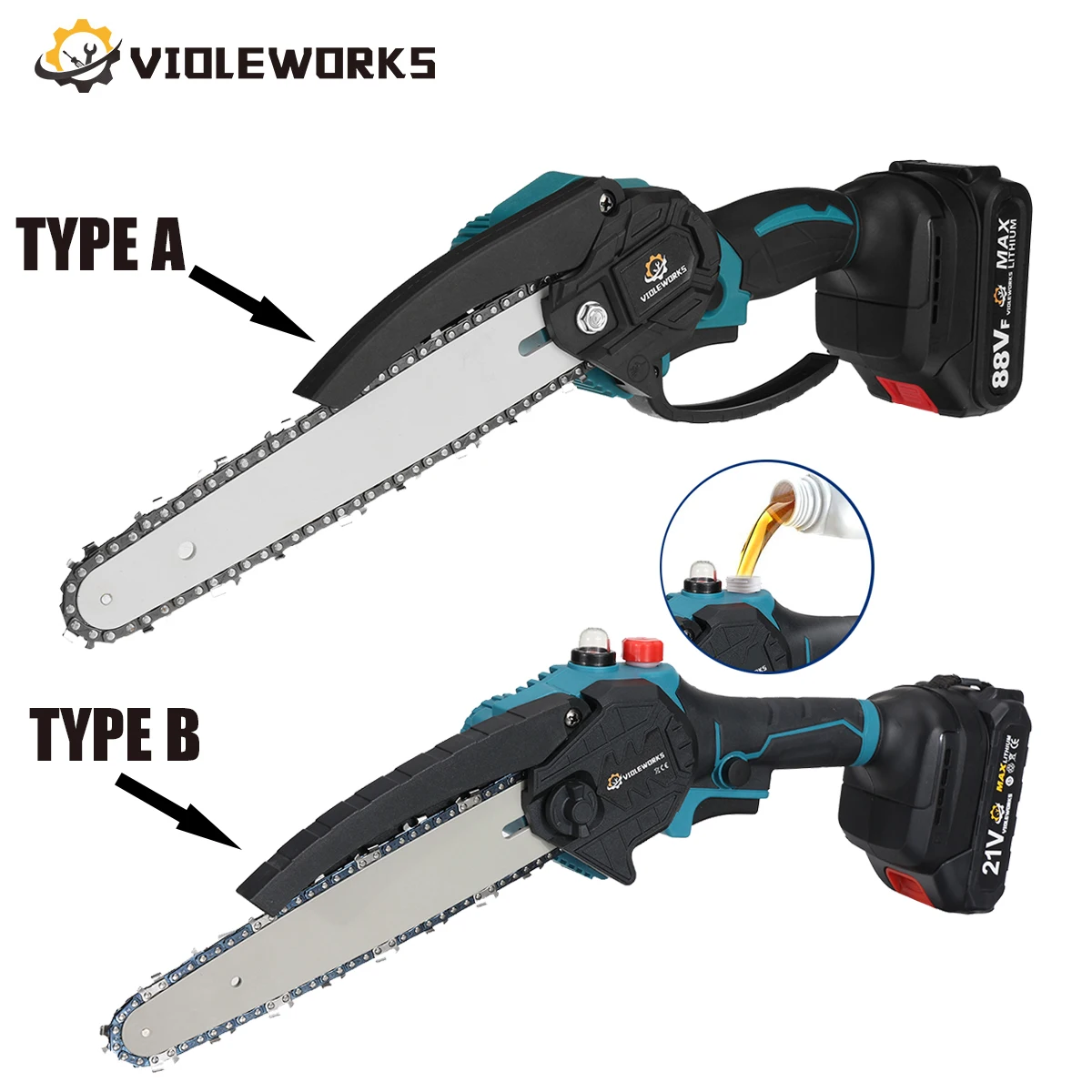 8 Inch Brushless Electric Cordless Chain Saw Handheld Rechargeable Pruning Wood Power Tool For Makita 18V Battery By VIOLEWORKS 2
